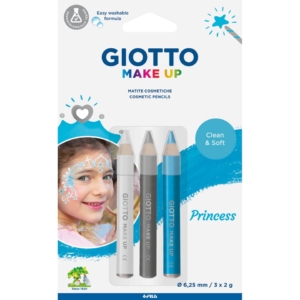 Tris tematico di matite cosmetiche GIOTTO Bianco, Argento, Azzurro - Princess 473400