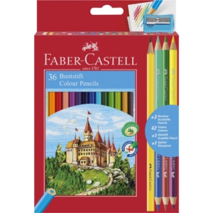 Matite colorate Faber-Castell Eco Il Castello - Ømina 3,0 mm (conf.36 matite colorate+ 3 Bicolor + 1 Grafite)