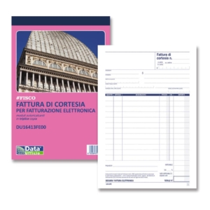 Blocco fatture di cortesia data ufficio 21,5x14,5 cm - 33x2 copie autoricalcanti - DU16413FE00