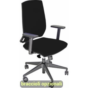 Sedia ufficio girevole Unisit Giulia con base in alluminio - Braccioli opzionali - Rivestimento similpelle Nero
