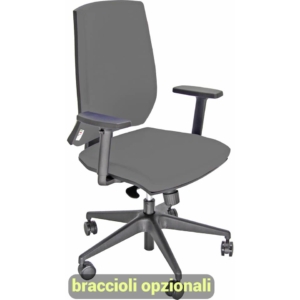 Sedia ufficio girevole Unisit Giulia con base in alluminio - Braccioli opzionali - Rivestimento Eco Grigio scuro