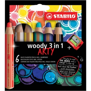 Matite colorate Stabilo Woody 3 in 1 punta larga Arty line colori assortiti - 880/6-1-20 (conf.6)