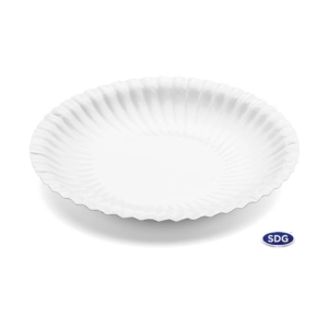 Piatto piano Ø 18 cm in cartoncino riciclato patinato Scatolificio del Garda Bianco - Conf. 50 pezzi 201-00