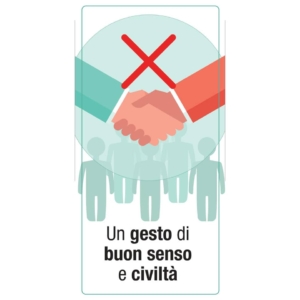 Adesivo segnaletico "Un gesto di buon senso e civiltà" (logo vietata stretta di mano) 15x30 cm multicolore - 30027