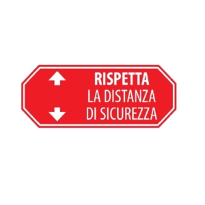 Adesivo di segnaletica a terra "Rispetta la distanza di sicurezza - 1 m" 80x40 cm Rosso/Bianco/blu - 30018