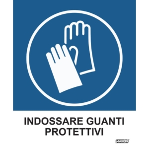 Adesivi segnaletici Markin "Indossare guanti protettivi" in LWM - 12,5x15,2 cm - X110COV-2 (conf.2)