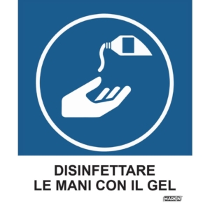 Adesivi segnaletici Markin "Disinfettare le mani con il gel" in LWM - 12,5x15,2 cm - X110COV-5 (conf.2)