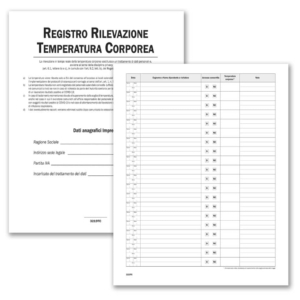 Registro operazioni per la rilevazione della temperatura corporea data ufficio 24 pagine 31x24,5 cm