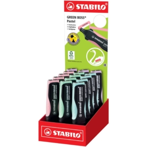 Evidenziatori Stabilo Green Boss Pastel display da banco - Colori Assortiti 6070/15-2 (conf.15)