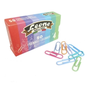 Fermagli colorati plastificati Leone N° 4 - 32 mm in scatola di cartone - Assortito - FXP5 (50 pezzi)