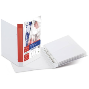 Raccoglitore ad anelli personalizzabile A3 verticale 30x42 cm - Sei Rota Stelvio TI - Dorso 4 cm - 4 anelli a D 25 mm - Bianco