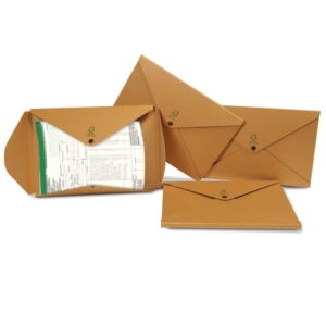 Cartellina a busta con bottone in cartoncino ecologico Euro-Cart Avana - 24x34 cm