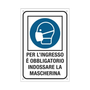 Cartello obbligo uso dpi 12x18 cm Cartelli Segnalatori "Per l'ingresso è obbligatorio indossare la mascherina''