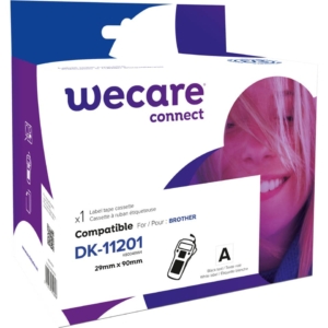 Rotolo 400 etichette compatibili Brother 29 mm x 90 mm Wecare Nero/Bianco