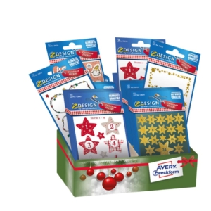 Stickers adesivi decorativi Natale bustine Avery soggetti vari 52988 (conf.60)