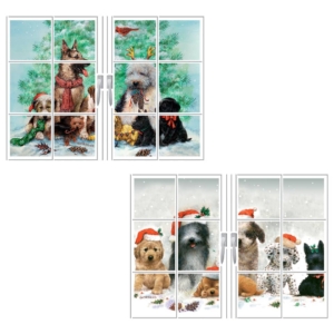 Mini biglietti di Natale glitterati a tre ante - soggetti Assortiti - 6x8 cm - Biembi (conf.12)