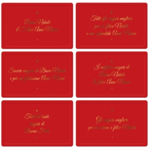 Biglietti Natalizi in vassoio - 9x14 cm dediche Bianco su fondo Rosso - Biembi (conf.6)