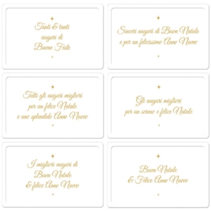 Biglietti Natalizi in vassoio - 9x14 cm dediche Oro su fondo Bianco - Biembi (conf.6)