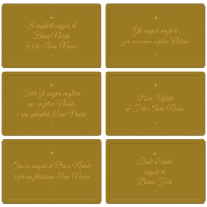 Biglietti Natalizi in vassoio - 9x14 cm dediche Bianco su fondo Oro - Biembi (conf.6)