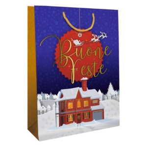 Shopper Natalizia "Buone feste'' - 25,5x32,5x13,5 cm - Biembi (conf.6)