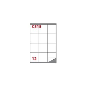 Etichette Bianche permanenti Copiatabu C515 laser/Inkjet - 12 etichette per foglio - Markin 70x72 mm - X210C515 (conf.100 fogli)