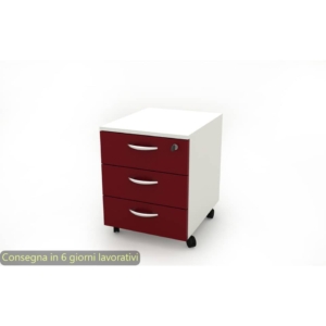 Cassettiera a 3 cassetti su ruote 17020 41x50xh.52,2 cm Artexport struttura Bianca/frontalini Prugna - 17020/3P/3T