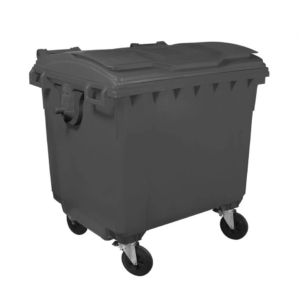 Cassonetto portarifiuti carrellato 1100 litri con coperchio piano e maniglie a labbro Mobil Plastic Grigio