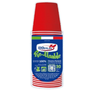 Bicchieri Rosso in polistirene Dopla Reusable 230 ml (conf.30)