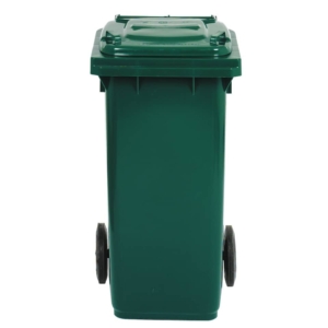 Bidone carrellato per raccolta differenziata 120 litri con coperchio PEHD Mobil Plastic Verde scuro - 1/120/5-VES