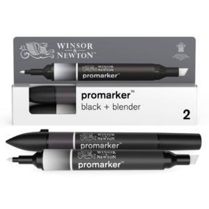 Set pennarello Winsor&Newton Promarker nero + pennarello blender doppia punta fine-larga - 0290148