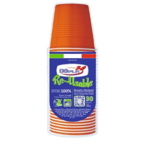 Bicchieri Arancioni in polistirene Dopla Reusable 230 ml (conf.30)