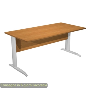 Scrivania piano Noce chiaro 160x80xh.72 cm gamba a L in metallo effetto cromato linea Presto Artexport - 003K2/4/AR