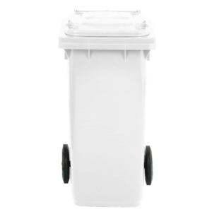 Bidone carrellato per raccolta differenziata 120 litri con coperchio PEHD Mobil Plastic Bianco - 1/120/5-BIL