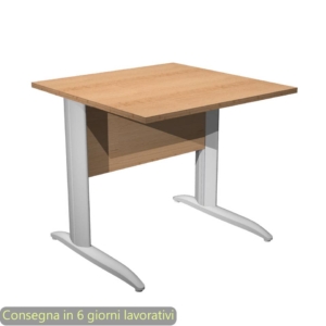 Scrivania piano Faggio 80x80xh.72 cm gamba a L in metallo Grigio alluminio linea Presto Artexport - 001K2/6/AA