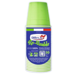 Bicchieri Verde acido in polistirene Dopla Reusable 230 ml (conf.30)