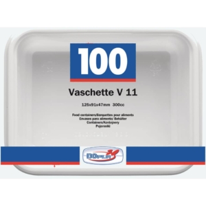 Vaschette bianche V/11 in polistirene 125x95x47mm conf. 100 pz Dopla Professional 400 ml - 7012