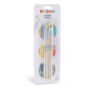 Blister 5 pennelli punta piatta Primo misura 0/2/4/6/8 1241BPQ