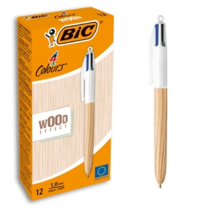 Penna a sfera a scatto BIC 4 Colours 1 mm - fusto Wood Effect 508964
