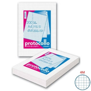 Fogli protocollo A4 - 60g/m² - Blasetti quadretti 4mm - senza margini - Risma da 200 fogli - 1281