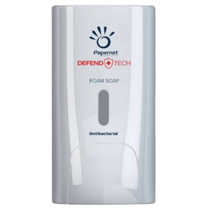 Dispenser antibatterico per sapone in schiuma Papernet Defend Tech - Bianco 22x11,6x13,9 cm - capacità 0,5 litri