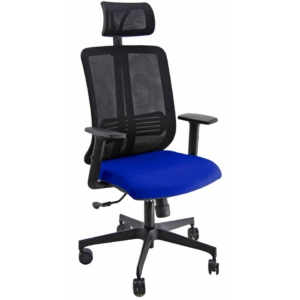 Sedia operativa girevole con schienale in rete e poggiatesta ignifugo Vertigo Unisit Blu - braccioli inclusi - VRAPG /BR2/IB/N