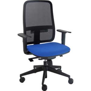 Sedia operativa girevole con schienale in rete rivestimento ignifugo synchro Blaze Unisit Blu - braccioli inclusi - BLYN/BR/IB
