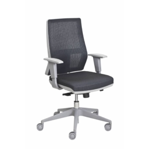 Poltrona semi-direzionale Seditaly Unica Syncro tessuto ignifugo Nero scocca Grigia - U4G0S1SDGB1R1