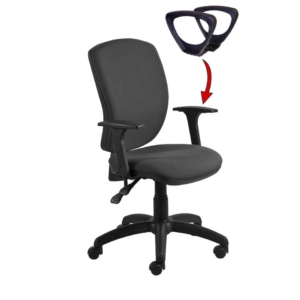 Poltrona operativa Mirage Back-system in tessuto ignifugo Seditaly con braccioli regolabili Nero - MRG0C3Q0GB833