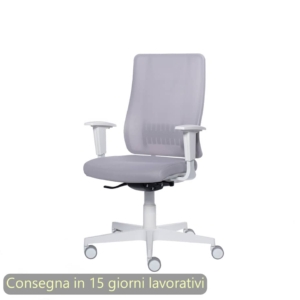 Poltrona semi-direzionale Liberty Syncro Seditaly scocca Bianca tessuto ignifugo Grigio chiaro - L2G0S1TDGDM04