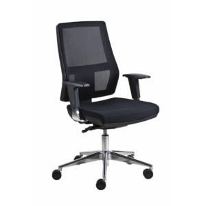 Poltrona semi-direzionale Seditaly Unica Syncro tessuto ignifugo Nero braccioli regolabili - UCG0S11EGB833