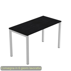 Scrivania piano Nero venato frassino 120x60xh.72,5 cm gamba a ponte metallo Grigio linea Presto Venere Plus - 654/8