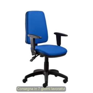 Poltrona operativa Ariel Back-system in tessuto ignifugo Seditaly con braccioli regolabili Blu - ARGMC4C0DB671