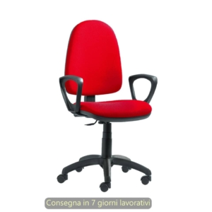 Poltrona operativa Seditaly Sofia CPM con meccanismo a contatto permanente tessuto ignifugo e braccioli fissi Rosso