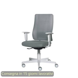 Poltrona semi-direzionale Liberty Syncro Seditaly scocca Bianca tessuto ignifugo Grigio scuro - L2G0S1TDGDM71